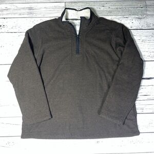 Orvis Brown Honeycomb Waffle 1/4 Zip Sherpa Lined Pullover Sweater Men's XL